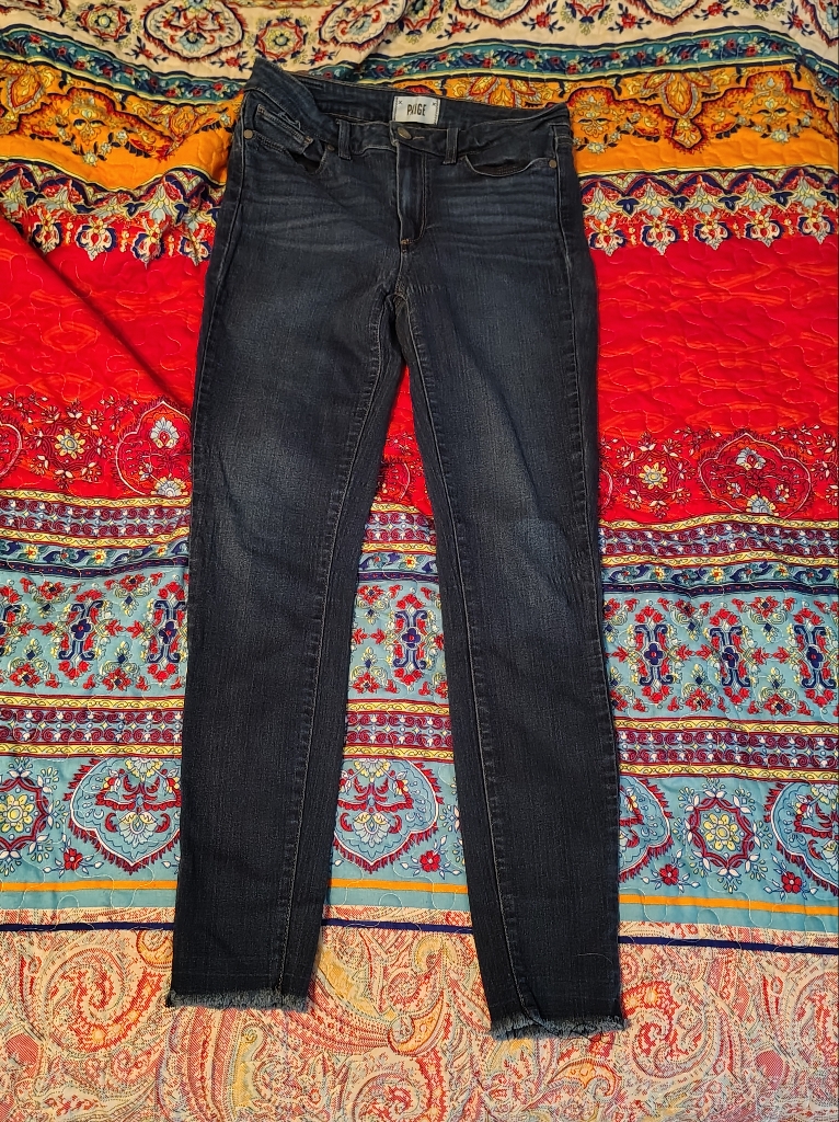 Paige Dark Blue Skinny Hoxton Ankle Jeans